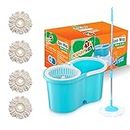 Kleanup Smart Spin Mop Big Wheels with 4 Microfiber Refills | Mops | Floor Cleaning Mop | Rod Stick with Bucket | Mop for Floor Cleaning | Pocha for Floor Cleaning | Mop Rod | Mopping Set