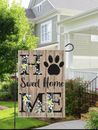 NEW Home Sweet Home Garden Flag 12 x 18 Lawn Flag Double Sided Paw Print/floral