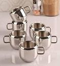 ATROCK Tea & Coffee Cups| Stainless Steel Double Wall Cup| Small Cute Cup Latest Stylish Design Cold Outside Hot Inside Apple Shape Set Of 6, 80 Milliliters