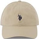 U.S. Polo ASSN. Small Pony Logo Baseball Hat, Washed Twill Cotton Adjustable Cap Stone, Stone, One Size