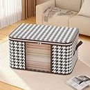 Regalo Clothes Storage Bag, Houndstooth Pattern Folding Fabric Storage Bag, Large Capacity Waterproof Moisture-proof Cotton Quilt Storage Bag, Home Organization And Storage (Medium-75ltr-Pack of 2)