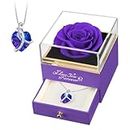 EleShow Preserved Flowers Real Purple Rose, Gifts for Mothers Day, Forever Rose Gifts for Mom Grandma Wife Girlfriend, Anniversary or Birthday Gifts for Women I Love You Gifts for Her