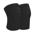 Knee Sleeves 7mm (1 Pair) - High Performance Knee Sleeve Support For Weight Lifting, Cross Training & Powerlifting - Best Knee Wraps & Straps Compression - For Men and Women (Medium, Black/Charcoal)
