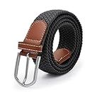 ZORO Stretchable Woven Fabric Belt For Men & Women,Fits On Upto 40 Inches Waist Size,Hole Free Design, Black