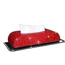 Car Accessories Bling Bling Crystal Car Tissue Box Paper Towel Cover Holder Napkin Case Diamond Rhinestone Automobile Accessories For Women Girl (Color : Red with Mat)