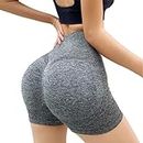WNEEDU Women Gym Push Up Seamless Scrunch Butt Yoga Sport Fitness Workout High Waist Shapeware Short | Butt Lift Workout Athletic Tummy Control Stretchy Shorts for Women(Free Size)(S,M,L,XL) (Gray)