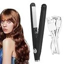 Straightener, 2 in 1 Flat Iron Hair Straightener Travel Size,Dual-Purpose Curling Iron, Fast Heat-Up Ceramic Plate Hair Styling Tool, USB Hair Curler for Apartment, Home, Travel