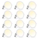 7" LED Recessed Ceiling Panel Down Light 3 Color 15W Slim Spot Lamp Home 12 Pack