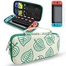 Switch case, DLseego Carrying Case Accessories Kit Compatible with Nintendo Switch, for New Leaf Crossing Design with 2 Pack Screen Protectors Holds up to 10 Game Cards Slots