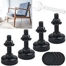 FIGFYOU Pack of 4 Furniture Levelers Adjustable Heavy Duty Furniture Feet Metal Black for Home, Office and Restaurant, for Table, Sofa and Bed Legs (3.5 cm Base Diameter