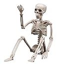 Skeleton Halloween Decor, Hallooen Decorations Outdoor, 16" Full Body Realistic Faux Human Skeleton, Skull Halloween Decor for Table Haunted House Props
