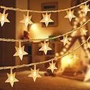 FlareVision Warm White Star String Lights, 100 LED Plug in Fairy String Lights Waterproof Extendable for Indoor Outdoor, Wedding Party Christmas Tree, New Year, Garden Decoration