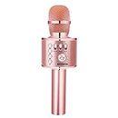 BONAOK Wireless Bluetooth Karaoke Microphone, 3-in-1 Portable Handheld Mic Speaker Machine for All Smartphones, Gift for Girls Boys Kids Adults All Age Q37(Champagne)