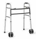Medline Heavy-Duty Bariatric Folding Walker with 5” Wheels and Durable Handles, 500 lb. Weight Capacity