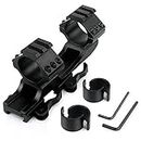 Ulightfire Tactical Quick Release Picatinny/Weaver Integral Double Slot 1" Scope Ring Mounts 1'' / 30mm Cantilever for 20mm Picatinny Rail Optics Solid Black Cantilever Flat Top Dual Ring Adjustable