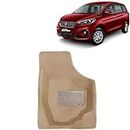 KINGSWAY® 4.5D Car Floor Foot Mats Compatible with Maruti Suzuki Ertiga (Year 2018-2022), Top-Notch PVC Material, Washable, Beige Color, Complete Set of 4 Pieces