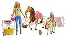 Barbie, Ranch di Barbie e Chelsea, Playset Giocattolo con Due Bambole, Cavalli e Accessori, per Bambini 3 + Anni, GLL70, Imballaggio Sostenibile
