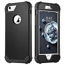 iPhone 6 Case iPhone 6S Case,DUEDUE Heavy Duty Rugged Shockproof Drop Protection Slim 3 in 1 Hybrid Hard PC Covers Soft Silicone Bumper Full Protective Case for iPhone 6S/iPhone 6, Black