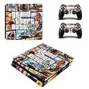 TCOS TECH PS4 Slim Skin Protective Wrap Cover Vinyl Sticker Decals for Playstation 4 Slim Version Console and Dual Shock 4 Sticker Skins PS4 Slim Skin Console and Controller (GTA 5)