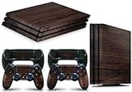 GNG PS4 PRO Console Wood Skin Mahogany Decal Vinal Sticker + 2 Controller Skins Set