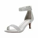 DREAM PAIRS Women's Fiona Silver Glitter Fashion Stilettos Open Toe Pump Heeled Sandals Size 6.5 B(M) US