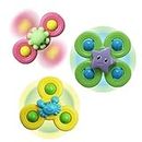 3PCS Suction Cup Spinner Toys for 1 Year Old Baby,Novelty Spinning Tops Bath Toys for Toddlers Kids Age 1-3 Sensory Baby Toys Girl Boy Birthday Gift