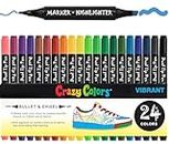 Amitasha 24 Shades Dual Sided Markers + Highlighter Pen Set For Drawing Sketching Coloring Artist Fine Line, Professional Permanent Sketch Markers for Kids Adult