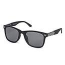 elegante Metal Hinges Heavy UV Protected Glass Lens Square Sunglasses for Men (C1 - Black)