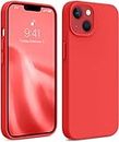LOXXO® Compatible with iPhone 13 Case, Liquid Silicone Case, Full Body Protective Cover, Shockproof, Slim Phone Case, Anti-Scratch Soft Microfiber Lining, 6.1 inch - Red
