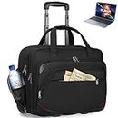 SDYSM Rolling Laptop Bag Men 17.3 Inch Briefcase On Wheels Waterproof Laptop Bags for Work Travel Overnight Computer Bag with Wheels Office Bag Men Roller Underseat Carry On Luggage RFID Pockets Black