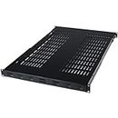 StarTech.com 1U Adjustable Vented Server Rack Mount Shelf - 175lbs - 19.5 to 38in Deep Universal Tray for 19" AV/Network Equipment Rack (ADJSHELF), Black