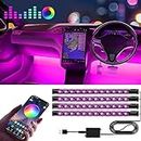 TruriM Car Accessories, Car Led Lights, Gifts for Men Him Mom Women, APP Control Inside Car Light with USB Port, Music Sync Color Change Lights for Cars Interior, 4 Pcs