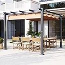 Aoxun Outdoor Pergola, 10‘×10’ Retractable Pergola, Aluminum Pergola Patio, Modern Pergola with Retractable Sun Shade Canopy for Gardens, Backyards and Decks