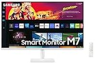 Samsung 32-Inch(80Cm) 3840 x 2160 Pixels M7 4K UHD Smart Monitor, Type-C, Smart TV apps, TV Plus, Office 365, Apple Airplay, Dex, Bluetooth, IOT, Speakers, Remote (LS32BM701UWXXL, White)