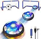 Hover Soccer Ball Set Toys - Rechargeable Air Soccer with 2 Goals LED Lights and Soft Foam Bumpers Indoor Outdoor Sports Floating Soccer, Football Toy Gifts for Kids (Blue)