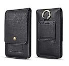 HITFIT Leather Holster Mobile Phone, Card & Mony Wallet Vertical Waist Pack/Belt Bag Case for Infinix Note 8 / Infinix Note 8i / Infinix Hot 10 - Black