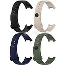 TechMount 2024 New Launch Soft Silicone Classic Combo Pack Of 4 Watch Strap Bands for Redmi Band Pro Smart Band Only (BLACK- NAVY BLUE- GREEN- CREAM)
