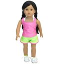 Doll Clothes 18" Shorts Lime Pink Top Tank Pink Sport Bra White Fits AG Dolls