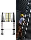 SDOER Telescoping Ladder,12.5 FT Multi-Purpose Collapsible Telescopic Extension Ladders, Aluminum telescoping Ladder for Indoor Or Outdoor, Heavy Duty 330 lbs Load