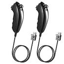 2 Pack Wii Nunchuck Controllers, Remote Nunchuk Controller Jostick for Wii Wii U Video Game Console Black