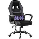 BestOffice PC Gaming Chair Massage Office Chair Ergonomic Desk Chair Adjustable PU Leather Racing Chair with Lumbar Support Headrest Armrest Task Rolling Swivel Computer Chair for Women Adults(Black)
