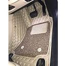 Carrogen 7D Car Floor Mats || Faux Leather || Waterproof & Washable || Grass Attached || Complete Set Compatible with Ford EcoSports- All Models (Beige)