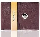Koochi Wallet for Men Magnet Lock Tri-Fold Faux/Artificial Leather/PU Brown