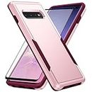 Asuwish Phone Case for Samsung Galaxy S10 Plus with Tempered Glass Screen Protector Cover and Slim Thin Hybrid Full Body Protective Cell Accessories S10+ S10plus 10S Edge S 10 10plus Women Men Pink