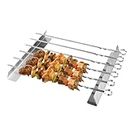 Hydrogarden BBQ Skewer Rack Set, 2 Kebab Racks and 6 Barbecue Skewers, Stainless Steel Meat Skewers with Holder, Universal Skewers Accessories for Gas Grill, Charcoal Grill, Smoker
