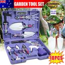 10Pcs Garden Tools Set Gardening Spray Bottle Pruner Shovel Purple Professional