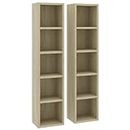 vidaXL Engineered Wood CD Cabinets, Set of 2, Sonoma Oak Finish, Spacious, Modern Design, Holds up to 160 CDs