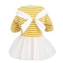 Dog Clothing Accessories- Dog Gauze Skirt Bowknot Tie Dog Clothes Dog Dress Party Costume Fashion Pet Gauze Dress (Yellow, Size XS)