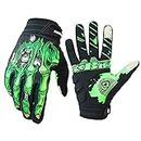 Skeleton Cycling Gloves Motorcycles Gloves Off-Road Vehicle MTB, Bicycle Gloves Shock Absorption Non-Slip Touch Screen Design,for Various Outdoor Sports (Green1, XL)