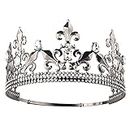 LEEMASING Royal King Crown Diadème rond en métal pour homme, pour Noël, mariage, bal, concours de beauté, fête d'anniversaire, photographie (noir)